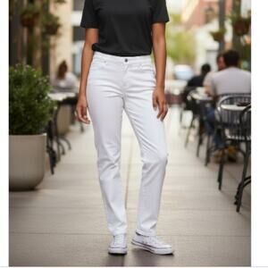 Doncaster White Straight-Leg Designer Jeans Size 8 Luxury Cotton Blend